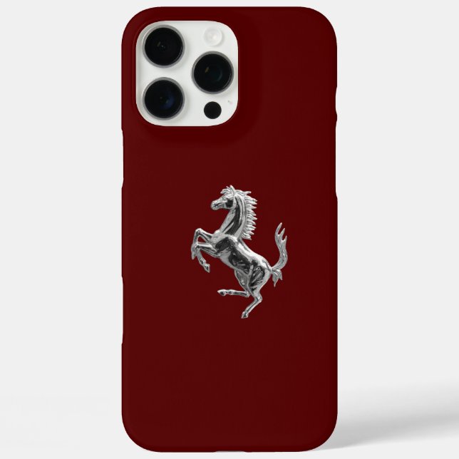 Coques Case-Mate iPhone Emblème Cheval Prancing de luxe sur Maroon (Verso)