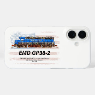 Coques iPhone 16 EMD GP38-2 Locomotive diesel et drapeau américain