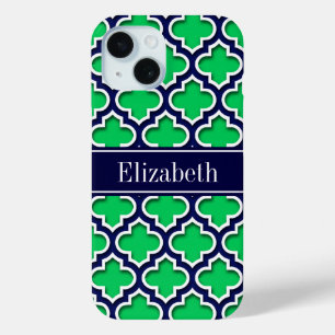 Coque Pour iPhone 15 Emerald Marine Marocaine #5DS Nom de marine Monogr