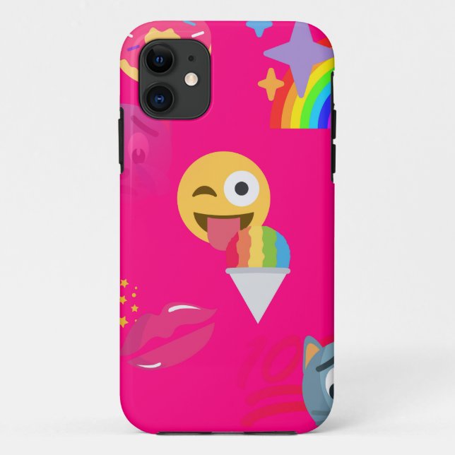Coques Case-Mate iPhone émoticône rose chaud (Dos)