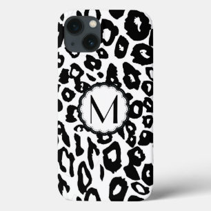 iPhone 13 Case Empreinte de léopard noir et blanc