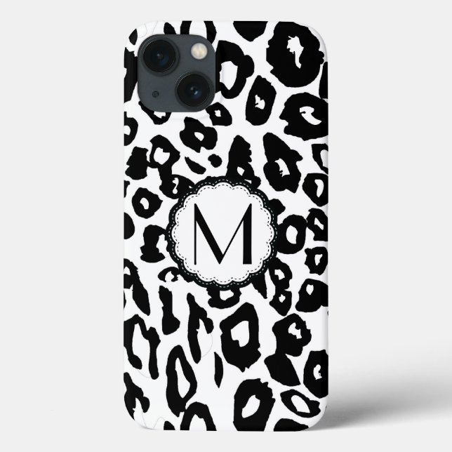 Coques Case-Mate iPhone Empreinte de léopard noir et blanc (Verso)