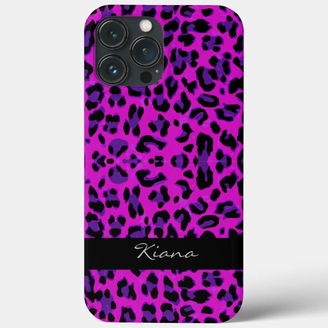 Coques Case-Mate iPhone Empreinte de léopard personnalisé Magenta (Verso)