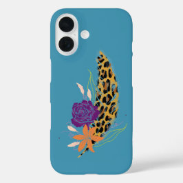 Coques iPhone 16 Empreinte de léopard, Plumes et fleurs