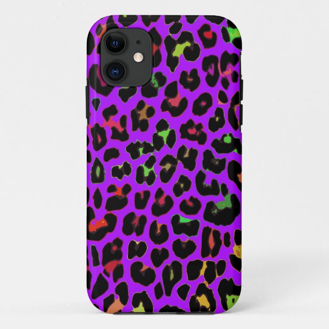 Coques Case-Mate iPhone Empreinte de léopard pourpre de bruit (Dos)