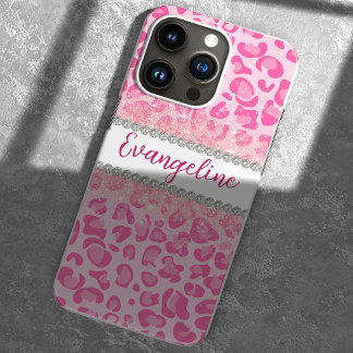 Case-Mate iPhone Case Empreinte de léopard rose gras, diamants et Partie