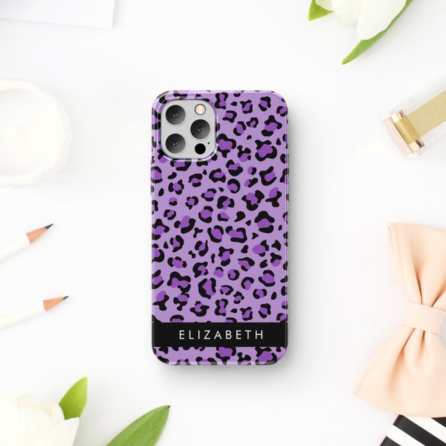 Coques Case-Mate iPhone Empreinte de léopard, Spots, Leopard Violet, Votre (Créateur téléchargé)
