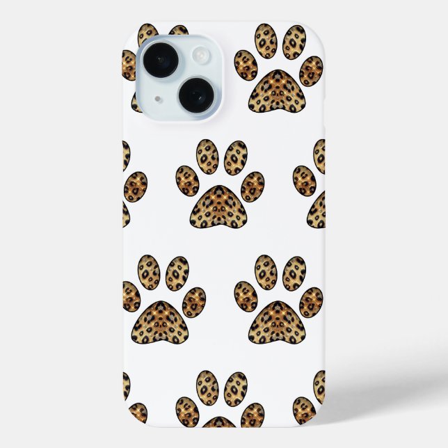 Coques Case-Mate iPhone Empreinte de patte avec éclat de léopard doré et n (Verso)