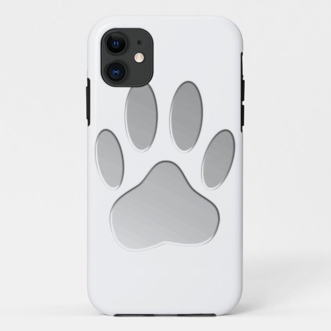 Coques Case-Mate iPhone Empreinte de patte de chien à l'air métallique (Dos)