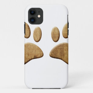Coques Pour iPhone Empreinte de patte de chien de bois