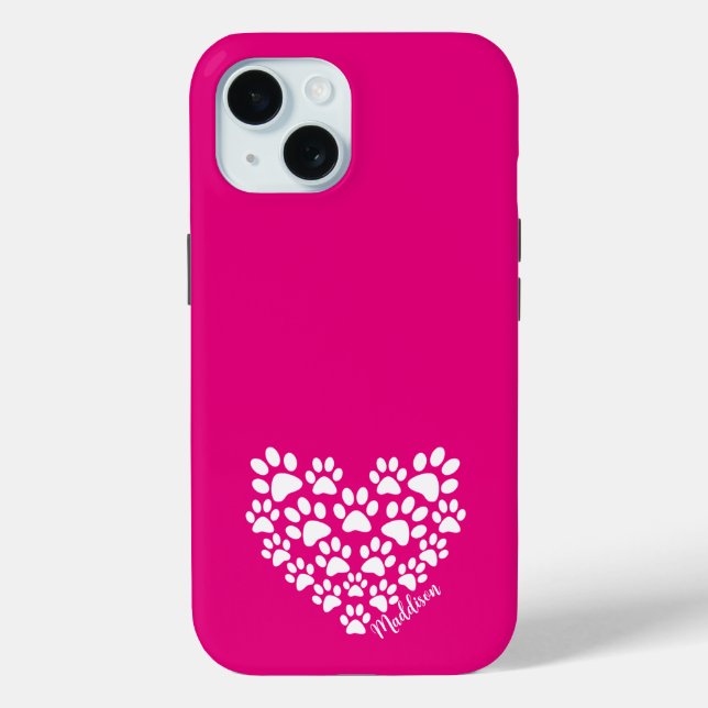 Coques Case-Mate iPhone Empreinte de patte rose personnalisé (Verso)