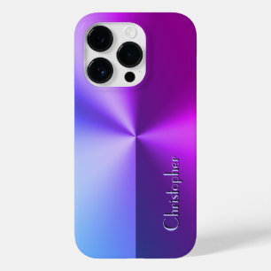 Coque Pour iPhone 14 Pro Empreinte en acier inoxydable bleu et violet de ti