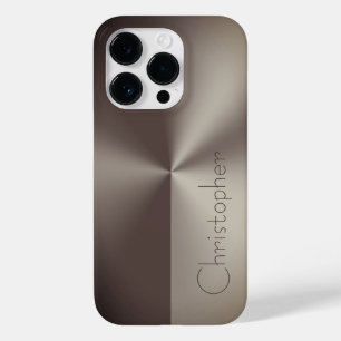 Coque Pour iPhone 14 Pro Empreinte en acier inoxydable brun titane