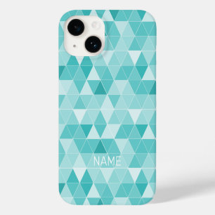 Coque Pour iPhone 14 Empreinte géométrique bleu turquoise tendance nom