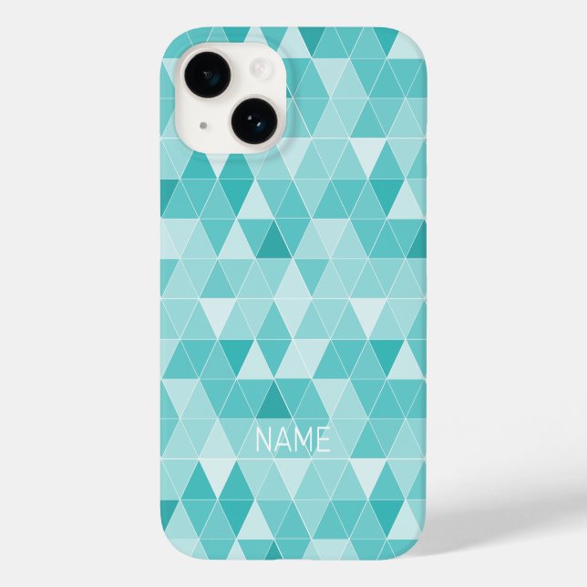 Coques Case-Mate iPhone Empreinte géométrique bleu turquoise tendance nom  (Verso)