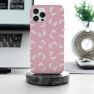Coque iPhone 15 Pro Max Empreintes Bébé, Pied Bébé, Marches, Fille Rose