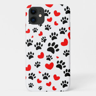 Case-Mate iPhone Case Empreintes de pattes De Chiens Random Et Coeurs Ro