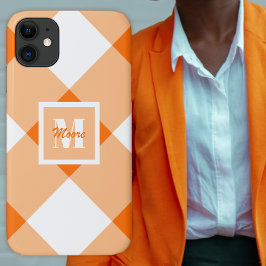 Case-Mate iPhone Case en vichy - Boîtier téléphonique orange foncé et pa
