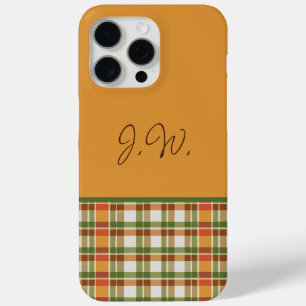 Coque iPhone 15 Pro Max En vichy orange et vert