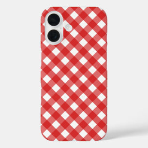 Coques iPhone 16 En vichy rouge et blanc