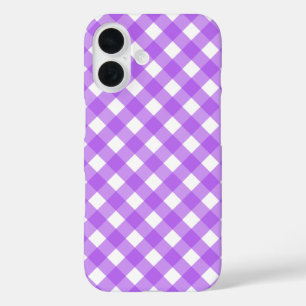 Coques iPhone 16 En vichy violet brillant