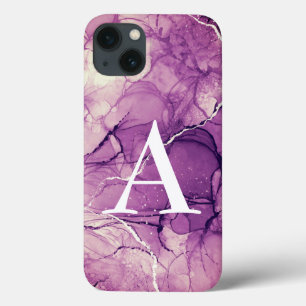 Case-Mate iPhone Case Encre Violette Abstraite Féminine Monogramme