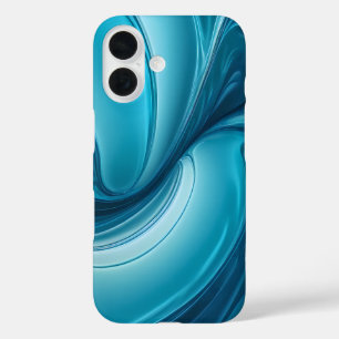 Coques iPhone 16 Énergie Bleue Liquide – Conception de Flux Abstrai