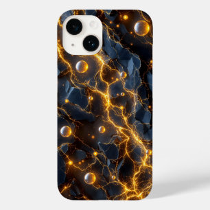 Coque Pour iPhone 14 Énergie électrique Abstraite avec éclair doré