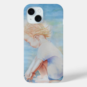 Coque Pour iPhone 15 Enfant en bas sur la scène de plage au bord de l'e