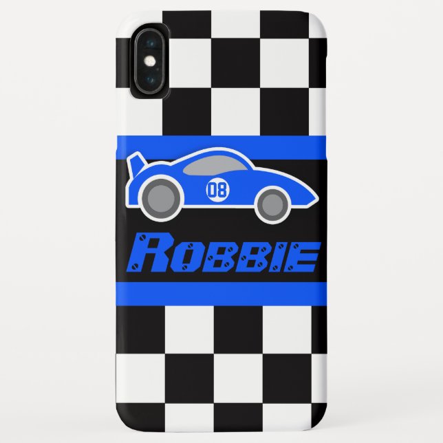 Coques Case-Mate iPhone Enfants course voiture de sport bleu nom (Dos)