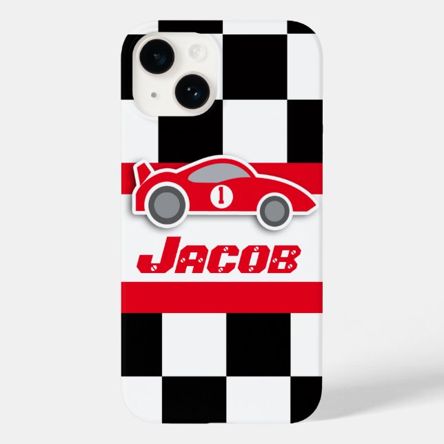 Coques Case-Mate iPhone Enfants course voiture de sport rouge nom (Verso)