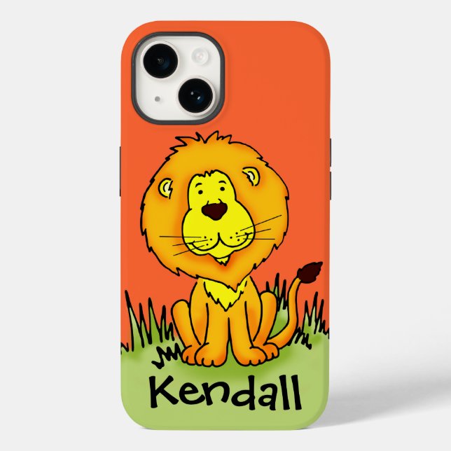 Coques Case-Mate iPhone Enfants mignon lion orange graphique (Verso)