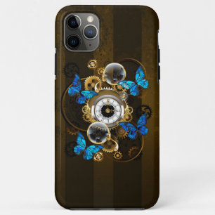 Case-Mate iPhone Case Engrenages à vapeur et papillons bleus