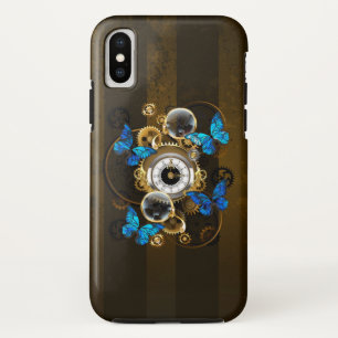 Case-Mate iPhone Case Engrenages à vapeur et papillons bleus