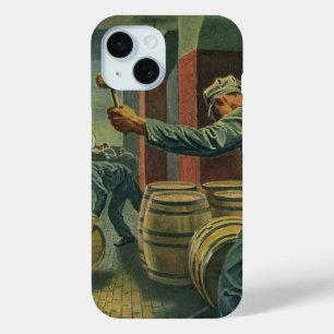 Coque Pour iPhone 15 Entreprise Vinicole Vintage, Bouchage de Fûts de V