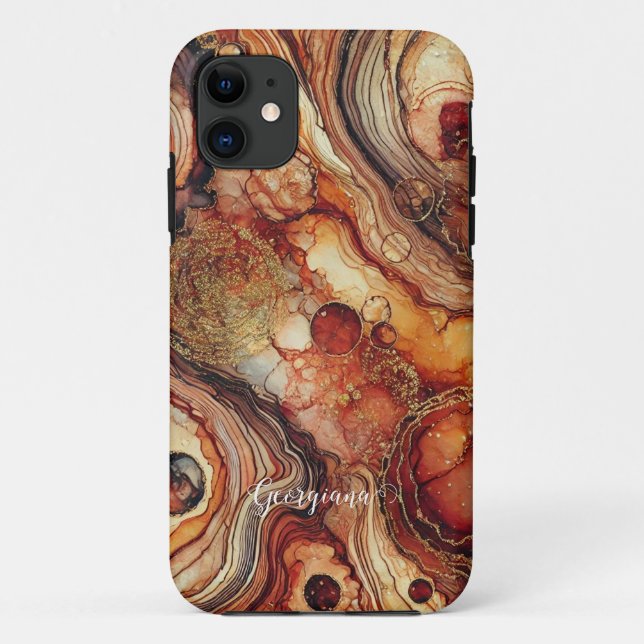 Coques Case-Mate iPhone Épice Citrouille personnalisé Encre d'alcool autom (Dos)