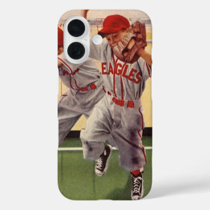 Coques iPhone 16 Équipe de baseball vintage, garçons en train de se