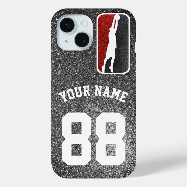 Coques Case-Mate iPhone Équipe de basket-ball de Parties scintillant rouge (Verso)