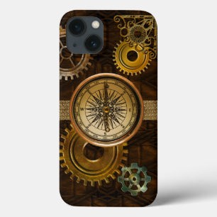 iPhone 13 Case Équipements Steampunk sur la conception géométriqu