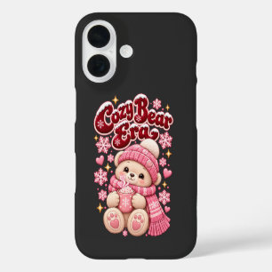 Coques iPhone 16 Ère Ourson Cosy Noël Rose Mignon