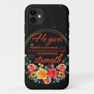 Case-Mate iPhone Case Esaïe 40:29 Il donne le pouvoir Écriture Florale R