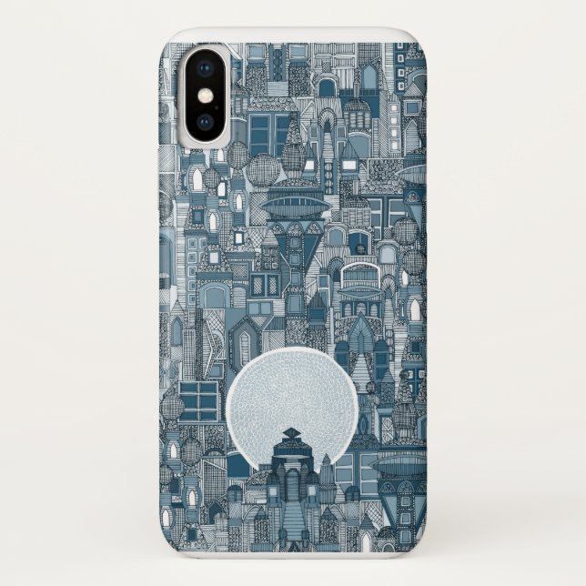 Coques Case-Mate iPhone espace ville bleu (Dos)