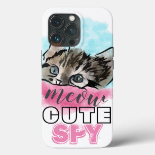 Case-Mate iPhone Case "ESPION MIGNON" Funny Cute Kitten Pink Blue