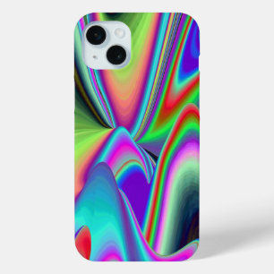 Coque iPhone 15 Mini Esprit de Brise d'Été, Abstrait 3D Rainbowart