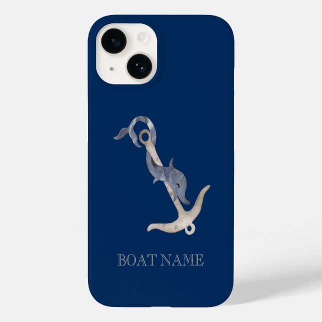 Coques Case-Mate iPhone Esprit nautique Ancre Dauphin Marine Bleu (Verso)
