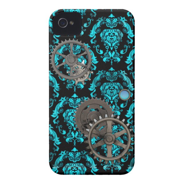 Coques Case-Mate iPhone Étain et turquoise Steampunk Casemate (Dos)