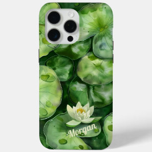 Coque iPhone 15 Pro Max Étang aquarelle transparent personnalisé Cadeau