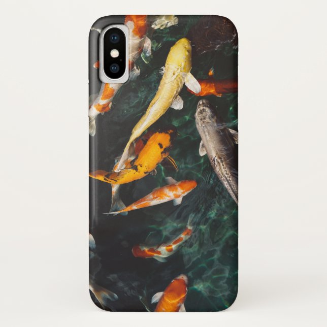Coques Case-Mate iPhone Etang de poisson asiatique Koi orange et blanc (Dos)