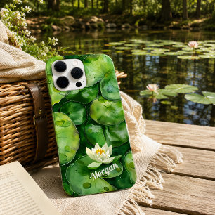 Coque iPhone 15 Pro Max Étang personnalisé à l'aquarelle tranquille Cade