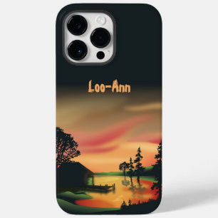 Coque Pour Pour iPhone 14 Pro Max Etang vintage coucher de soleil ponton échapper ve